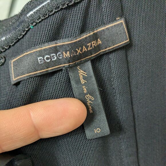 BCBG Prom Dress Maxi Gown 10 Black Ruffle Strapless Glam Goth Satin Tier Classic - Picture 9 of 14